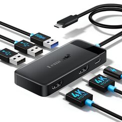 Docking Station USB C Hub Dual HDMI, 2025 Upgrade Lemorele USB C Dock 2*HDMI Adapter 4K, 3 USB 3.0/2.0, PD 100W für Windows, MacBook, Dell, HP, Surface