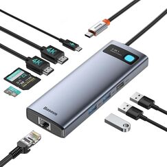 Baseus 9 in 1 Docking Station USB C 4K@120Hz, 2 HDMI dual monitore USB C Hub, 1000Mbp Ethernet, 100W PD,TF/SD Kartenleser, USB 3.0, Multiport Adapter für MacBook/Dell/HP/Surface/Lenovo & Mehr PC