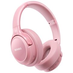 BERIBES Bluetooth Kopfhörer Over Ear, 65 Std Kopfhörer Kabellos Bluetooth mit 6 EQ-Modi, HiFi Stereo, Eingebautes Mikrofon, Faltbares Wireless Headphones für Handys/iPad/Laptops/PC (Rosa)