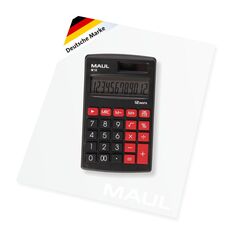 MAUL Taschenrechner klein | Solarrechner mit 12-stelligem Display | Mini Rechner (11,5x7x1 cm & 46 g) ideal für Schule und Alltag | Abschaltautomatik | Batterienutzung bei Dunkelheit | Schwarz