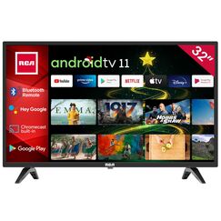 RCA RS32H2 Android Smart TV 32 Zoll (80 cm) mit Google Assistant, Chromecast, Netflix, Prime Video, Google Play, YouTube, Disney+, WiFi, BT-Fernbedienung mit Mikrofon, Triple Tuner
