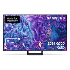 Samsung QLED 4K Q70D Fernseher 65 Zoll, AI Quantum Prozessor, Upscaling, Tizen OS, Motion Xcelerator 120 Hz, Smart TV, KI TV, GQ65Q70DATXZG, Deutsches Modell, 2024