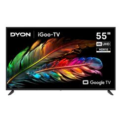 DYON iGoo-TV 55U - 55 Zoll (139 cm) 4K Ultra HD Smart LED Fernseher mit Google TV, HD Triple Tuner, Sprachsteuerung, Netflix, Prime Video, YouTube, DAZN, Disney+