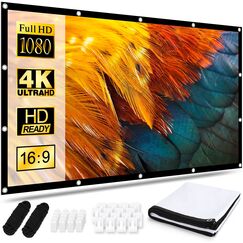 Osoeri Leinwand Beamer 120 Zoll, 16:9 HD Faltbarer Beamer Leinwand, Anti-Falten Doppelseitige Projector Screen 265x149cm, Tragbarer Projektor Leinwände für Zuhause, Schule, Treffen