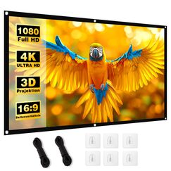 MgFjaka Beamer Leinwand 100 Zoll - 16:9 HD Faltbare Projektionsleinwand, Anti-Falten 4K Projector Screen 221x125 cm, Doppelseitige Projektion Leinwand für Camping und Heimkino, Zuhause Schule Treffen