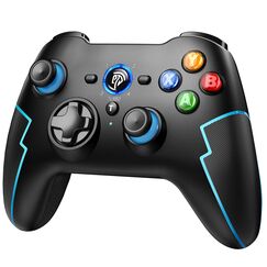 EasySMX Wireless PC Controller, Controller PC Bluetooth with Hall Trigger & Dual Vibration & Turbo Function, Compatible with PC/PS3/Switch/Mobile Phone - Blue