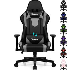 Homimaster Gaming Stuhl, Bürostuhl Ergonomisch mit verstellbare Lendenkissen, Kopfkissen und Armlehnen,Gaming Chair Gepolstert,Gamer Stuhl Wippfunktion,Gaming Stuhl 150 kg Belastbarkeit