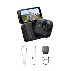 Insta360 GO Ultra Nachtschwarz-Kleine 4K Vlogging-Kamera, Freihändig, POV-Kamera, 1/1,28"-Sensor, 53g leichte Unterwasserkamera, 156°FOV, 200min Akku, Magnetische tragbare Action-Cam für Sport, Vlog