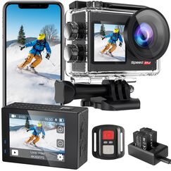 Speed 20 Action Cam 4K60FPS 40MP WiFi Unterwasserkamera 40M Wasserdicht Ultra HD Touchscreen Actioncam 170° Ultra-Weitwinkel, EIS Stabilisierung, 5X Zoom, 2.4G Fernbedienung und 2 Akkus 1350mAh