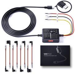 VANTRUE 5 Stufen 11,5 Ft USB-C Hardwire-Kit mit Acc für alle Dashcams, 6 Aufnahmezeiteinstellungen, 12V-24V zu 5V, 24Std. Parkmodus, kompatibel mit USB-C Dashcam