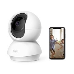 Tapo TP-Link C210 WLAN IP Kamera Überwachungskamera (Linsenschwenkung und Neigung, 3MP-Auflösung, 2-Wege-Audio, Nachtsicht zu 9m, bis zu 256 GB lokaler Speicher) Weiß/Schwarz, 1 Stück (1er Pack)