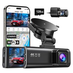 REDTIGER Dashcam Auto Vorne Hinten 4K/2,5K mit STARVIS 2, Dash Cam Auto Kamera 3,18" IPS-Bildschirm, kostenlose 128-GB-Karte,5.8GHz WiFi, GPS, 170°Weitwinkel WDR, Unterstützt 512 GB Max(F7NP)