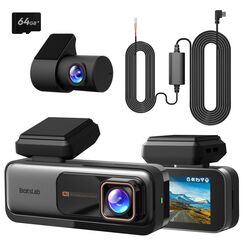 BOTSLAB Dashcam Auto Vorne Hinten 4K+2K mit GPS WiFi und Hardwire-Kit, Dash Cam Auto Kamera mit ADAS, Kostenlose 64-GB-Karte, 24/7 Parküberwachung, 2,45" IPS, Nachtsicht, WDR, 170°Weitwinkel