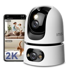 Imou 2K+2K Dual Kameras Überwachung Innen mit Mensch/Tier, 2.4/5GHz WLAN 360° PTZ Überwachungskamera Innen, Farbnachtsicht, Smart Tracking, 2-Wege-Audio, Sirene,Modus Privat,Ideal für Baby/Haustier