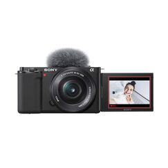 Sony ZV-E10 Systemkamera mit 16–50mm Objektiv (APS-C) – 4K-Video, schwenkbares Display, Echtzeit-Augen-Autofokus, leicht & ideal für Vlogger & Einsteiger