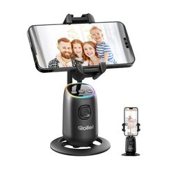Rollei Easy Creator Desktop mit AI Tracking Automatischer Gesichtsverfolgung Handy Stative 360 Video Stabilisator mit Eingebautem Akku für Tiktok Live Streaming, Handy-Stative-Tripod-Smartphone