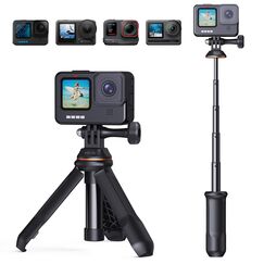 K&F Concept Selfie-Stick-Stativ, tragbar, Vlog-Griff, Action-Kamera-Selfie-Stick für GoPro Hero 13/12/11/10/9/8/Max, DJI Osmo Action 5/4/3/2/1 (schwarz)