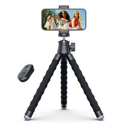 Mini Handy Stativ für Smartphone, Flexibler 360° Drehbarer Tripod mit Fernauslöser, Tragbarer Kamera Ständer Handy-Foto & Videokits Kompatibel mit iPhone, Galaxy