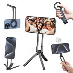 ULANZI MA30 3-in1 Magnetisches Handy Stativ Aluminium, Karabiner Förmige Maglock Schnellhalterung, Faltbar Ständer Smartphone, Mini Selfie Stick Tripod Kompatibel für iPhone 17 16 15 14 12 Magsafe