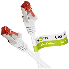 Goobay 92763 CAT 6 Kabel Lan Netzwerkkabel für Gigabit Ethernet S-FTP doppelt geschirmtes Patchkabel mit RJ45 Stecker, 10m, Weiß
