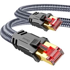 SNOWKIDS Cat 8 LAN Kabel 5meter - Netzwerkkabel 5m 40Gbps Hohe Geschwindigkeit, Ethernet Kabel - 2000MHz S/FTP RJ45 Gigabit Flach Nylon Patchkabel f¨¹r Router/Modem/TV/Switch, erhältlich in 0,25-31 m