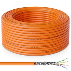 deleyCON 50m CAT.7 Verlegekabel Kupfer Starr S/FTP PIMF Netzwerkkabel Installationskabel LAN Kabel Ethernet Datenkabel Gigabit CAT7 10 Gbit 1000 MHz LSZH Halogenfrei BauPVO - GHMT Zertifiziert