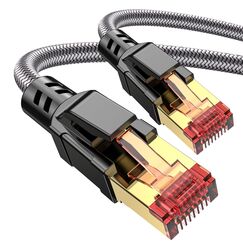 Ltemziiy Cat 8 Lan Kabel 3Meter,40Gbps Hochgeschwindigkeits Gigabit 2000MHz Geflochtener Netzwerkkabel Ethernet Kabel,S/FTP Patchkabel mit RJ45 vergoldeter Stecker,für PS5/Laptop/Router/Gaming/Modem