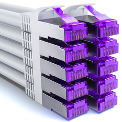 deleyCON 10x 0,25m CAT7 Netzwerkkabel - 10 Gigabit - Kurzes 25cm RJ45 Patchkabel Ethernet Kabel (Kupfer, SFTP PiMF Schirmung) - LAN DSL Switch Modem Router Patchpanel CAT7 CAT6 CAT5 - Weiß