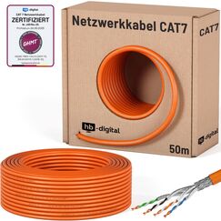 HB-DIGITAL 50m CAT 7 Netzwerkkabel LAN Kabel Verlegekabel Ethernet Installationskabel 10 Gbit/s - reines Kupfer AWG23 S/FTP - GHMT Zertifiziert LSZH Datenkabel Simplex - Orange