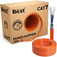 Germany B.e.s.t CAT 7 100M Simplex Netzwerkkabel Verlegekabel Kupfer LAN Ethernetkabel S/FTP 10 Gbit/s Reines Kupfer Datenkabel PoE+ LSZH