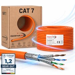RedStar24 CAT 7 Verlegekabel 50m Netzwerkkabel Datenkabel LAN CAT7 Kabel Kupfer Installationskabel CAT.7 Gigabit S/FTP Kat.7 Halogenfrei PIMF POE 10Gbit Netzwerk Verkabelung Ethernet Simplex 50m