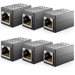 deleyCON 6 Stück RJ45 Kupplung (1000 Mbit) Gigabit LAN Kabel Verlängerung Netzwerkkabel Ethernet Adapter Verbinder Kompatibel zu Cat8, Cat7, Cat6, Cat5 Patchkabel DSL POE 2X RJ45 Buchse - Schwarz