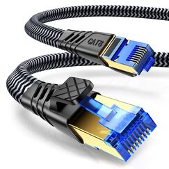 NORSHY Cat 8 LAN Kabel 3m, 40Gbps Netzwerkkabel 2000MHz Gigabit Hochgeschwindigkeits Internetkabel, Flach S/FTP RJ45 Kabel Geflochtener Patchkabel für PS5/PS4, Switch,TV, PC, Modem, Router