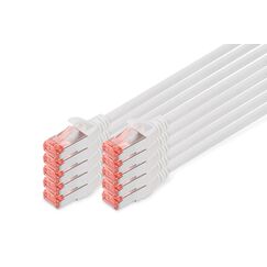 DIGITUS LAN Kabel Cat 6 - 0,5m - 10 Stück - RJ45 Netzwerkkabel - S/FTP Geschirmt - Kompatibel zu Cat6A und Cat7 - Grau