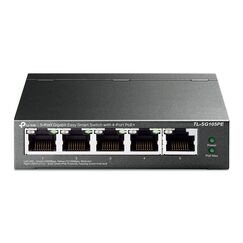 TP-Link TL-SG105PE 5-Port Gigabit Managed LAN PoE Switch mit 4 PoE+ Ports (65 Watt, IEEE-802.3af/at, einfache Konfiguration, IGMP, QoS, VLAN, lüfterlos, Robustes Metallgehäuse) Schwarz