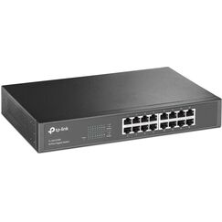 TP-Link TL-SG1016D 16-Port Gigabit-/Netzwerk Switch (Rackmount, 32Gbit/S Switching-Kapazität, Geschirmte RJ-45 Ports, Metallgehäuse, Igmp-Snooping, Unmanaged, Plug-und-Play) Schwarz