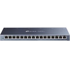 TP-Link TL-SG116 16-Port Gigabit-/Netzwerk Switch (32Gbit/S Switching-Kapazität, geschirmte RJ-45 Ports, Metallgehäuse, IGMP-snooping, Unmanaged, Plug-und-Play, lüfterlos) blau Metallic