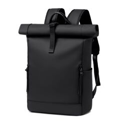 BJIAX Rolltop Rucksack Damen Herren Groß Laptop Rucksack Wasserdichter mit Computerfach 17,3 Zoll Rucksäcke Schulrucksack 24L/32L Wasserfester Reiserucksack Handgepäck Flugzeug Arbeit Reisen Schwarz