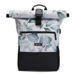 Ela Mo Rucksack Damen - Rolltop schön u. durchdacht - Laptop Rucksäcke für Frauen - Anti Diebstahl Tasche für Schule, Uni, Business (Waterleaf Gold)