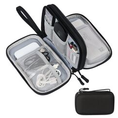 Skycase Kabeltasche,Elektronische Tasche,Elektronikzubehör Organizer,Travel Essentials Tragbare Kabelorganizer,Doppelte Kabel Tasche für Elektronische Accessoires Ladekabel-Schwarz