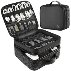 MATEIN Kabeltasche Organizer, Kabel Tasche Reise 3 Schicht Kabelorganizer Kabelaufbewahrung Cable Organizer Bag Ladekabel Elektronik Tasche für Handy, Schwarz