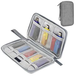 BESPOTCL USB Tasche, Aufbewahrungstasche für USB Sticks Electronic Accessories Storage Bag für Sticks Organizer mit 11 Steckplätze kompatibel mit SanDisk, SamData, SD Card, Kabel, Grey