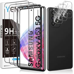 Yenwen Schutzfolie für Panzerglas für Samsung Galaxy A53 5G, 3 Stück Panzer Schutz Glas mit 3 Stück Kameraschutz, 9H Härte Handy Folie Anti- Kratzer Schutzglas HD Klar Displayschutz