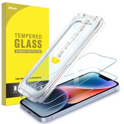 JETech Ein Touch Installieren Schutzfolie für iPhone 17e (2026) / iPhone 16e / iPhone 14, Panzer Schutz Glas Folie Displayschutz, Auto Ausrichtungswerkzeug Bausatz, 6,1 Zoll Display, 2 Stück