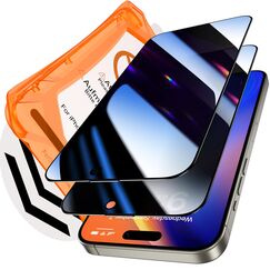 Uyiton für iPhone 15 Pro Max für Panzerglas Sichtschutz - 28° Privacy Folie 9H TOP Härte Schutzglas Anti-Spy Displayschutz [Auto-Installation] Vollständige Abdeckung Panzer Schutz Glas, 2 Stück
