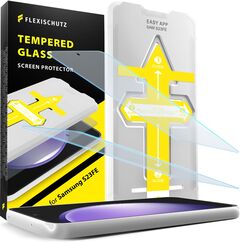 FlexiSchutz® Schutzglas für Samsung Galaxy S23 FE Schutzfolie, Screen Protector, Glas Displayschutzfolie mit Praktischer Installationshilfe, Displayschutz, Glas Folie mit Schablone [2 Stück]