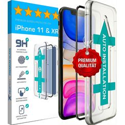XeloTech 3D/4D Schutzglas für iPhone 11 & iPhone XR - Full Screen Schutzfolie aus Panzerglas mit Schablone für Positionierung - 9H+ Displayschutz - Hüllenfreundlich