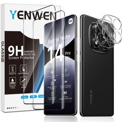 Yenwen Schutzfolie für Xiaomi Redmi Note 14 Pro 5G für Panzerglas, 2 Stück Panzer Schutz Glas mit 2 Stück Kameraschutz, 9H Härte Schutzglas Anti-Kratzer Glas Handy Folie HD Klar Displayschutz