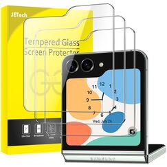 JETech Front Schutzfolie für Samsung Galaxy Z Flip 5, 9H Gehärtetes Glas Displayschutz, Anti-Kratzer, HD Klar, 3 Stück