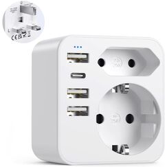 Adapter England Deutschland Stecker, Reiseadapter UK mit 3 USB 1 USB C(3.4A), Reisestecker Stromadapter Steckdosenadapter Typ G für England Großbritannien Irland Dubai, Malediven